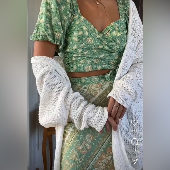 Spell & the Gypsy collective Madame Peacock Sweetheart blouse emerald size M NWT - Picture 4 of 17